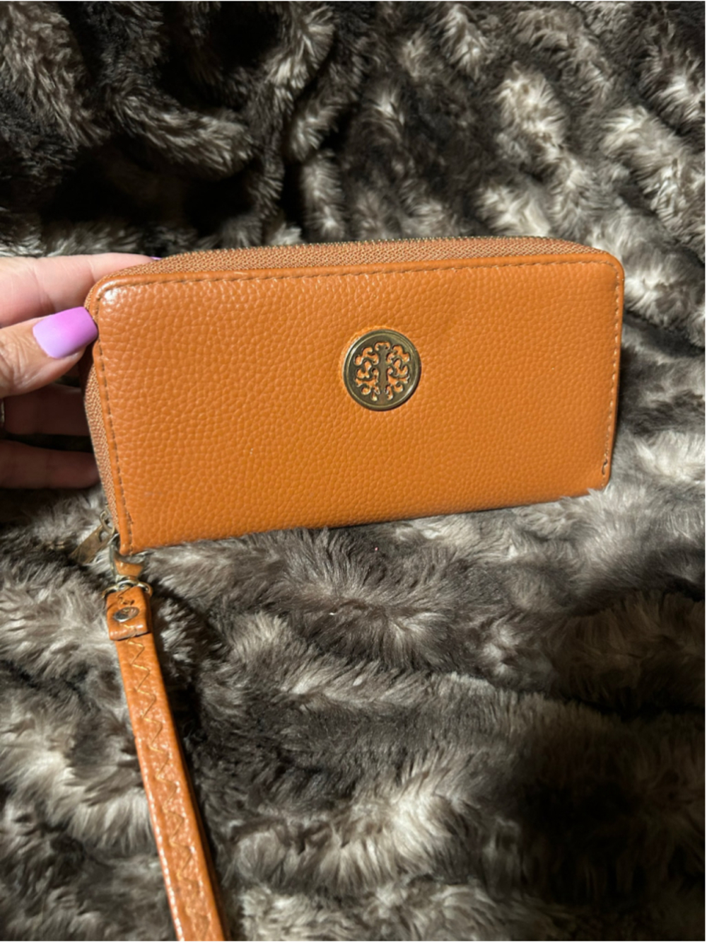 Women's Unbranded Brown Gold Wristlet Wallet One Size